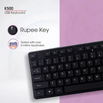 zebion K500 USB Keyboard Wired USB Standard Multi-device Keyboard Compatible with Desktop, Laptop, Mac Easy to Use,Plug and Play,Quick, Comfy Durable body (Black)
