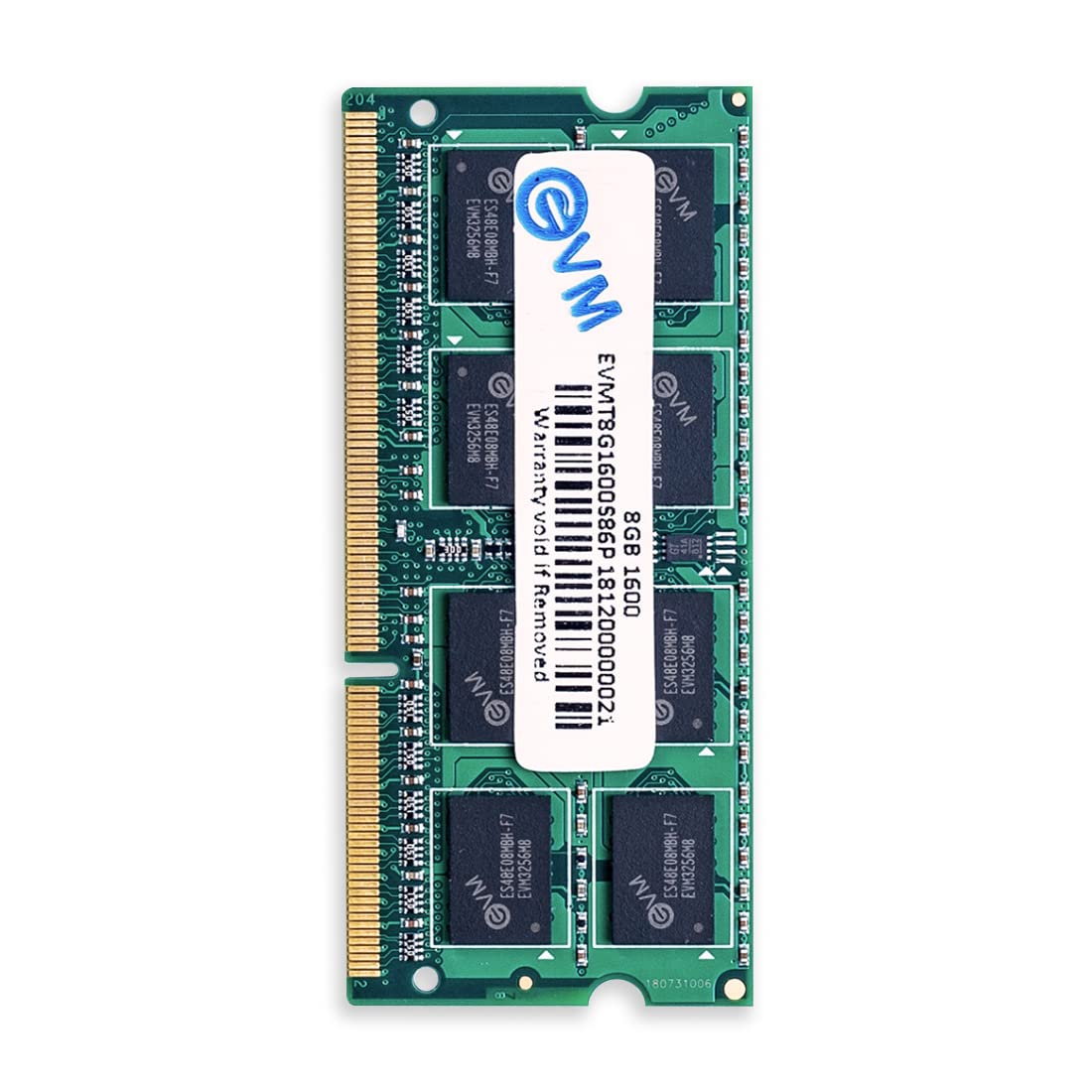 EVM 8GB DDR3 Laptop RAM 1600MHz So-DIMM Memory - High-Speed Performance, Low Voltage Requirement - 10 Year Warranty (EVMT8G1600S86P