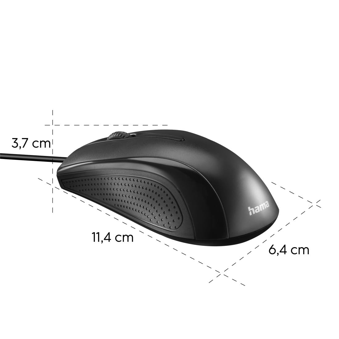 Hama MC-200 Optical 3-Button Mouse, Cabled, 1200 DPI, Black