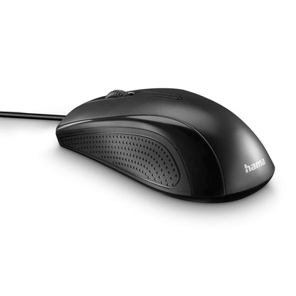 Hama MC-200 Optical 3-Button Mouse, Cabled, 1200 DPI, Black