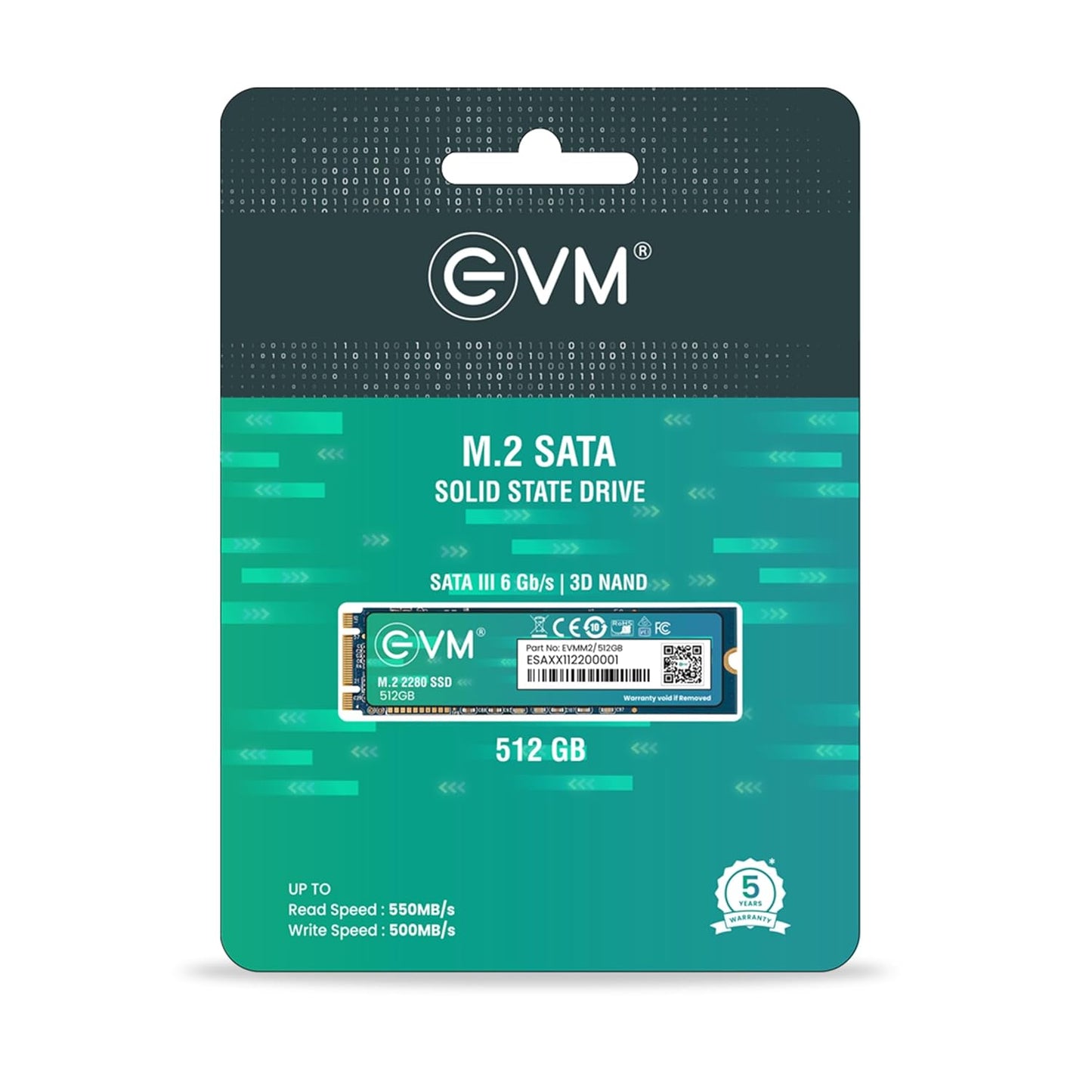 EVM 512GB M.2 (2280) SATA Internal SSD - 540MB/s Read & 450MB/s Write