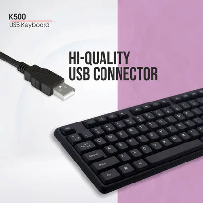 zebion K500 USB Keyboard Wired USB Standard Multi-device Keyboard Compatible with Desktop, Laptop, Mac Easy to Use,Plug and Play,Quick, Comfy Durable body  (Black)