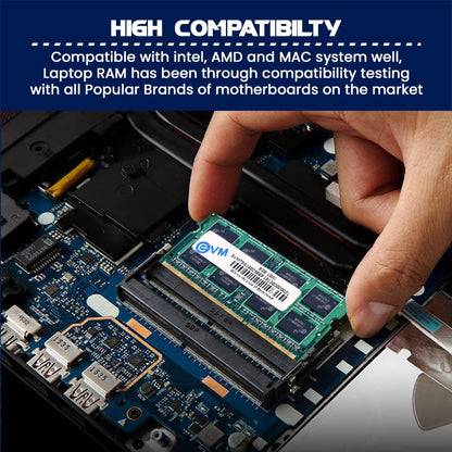 EVM 8GB DDR3 Laptop RAM 1600MHz So-DIMM Memory - High-Speed Performance, Low Voltage Requirement - 10 Year Warranty (EVMT8G1600S86P