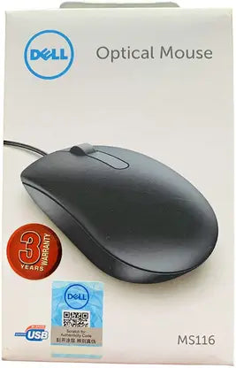 DELL MS-116 Wired Ambidextrous Optical Mouse  (USB 3.0, USB 2.0, Black)